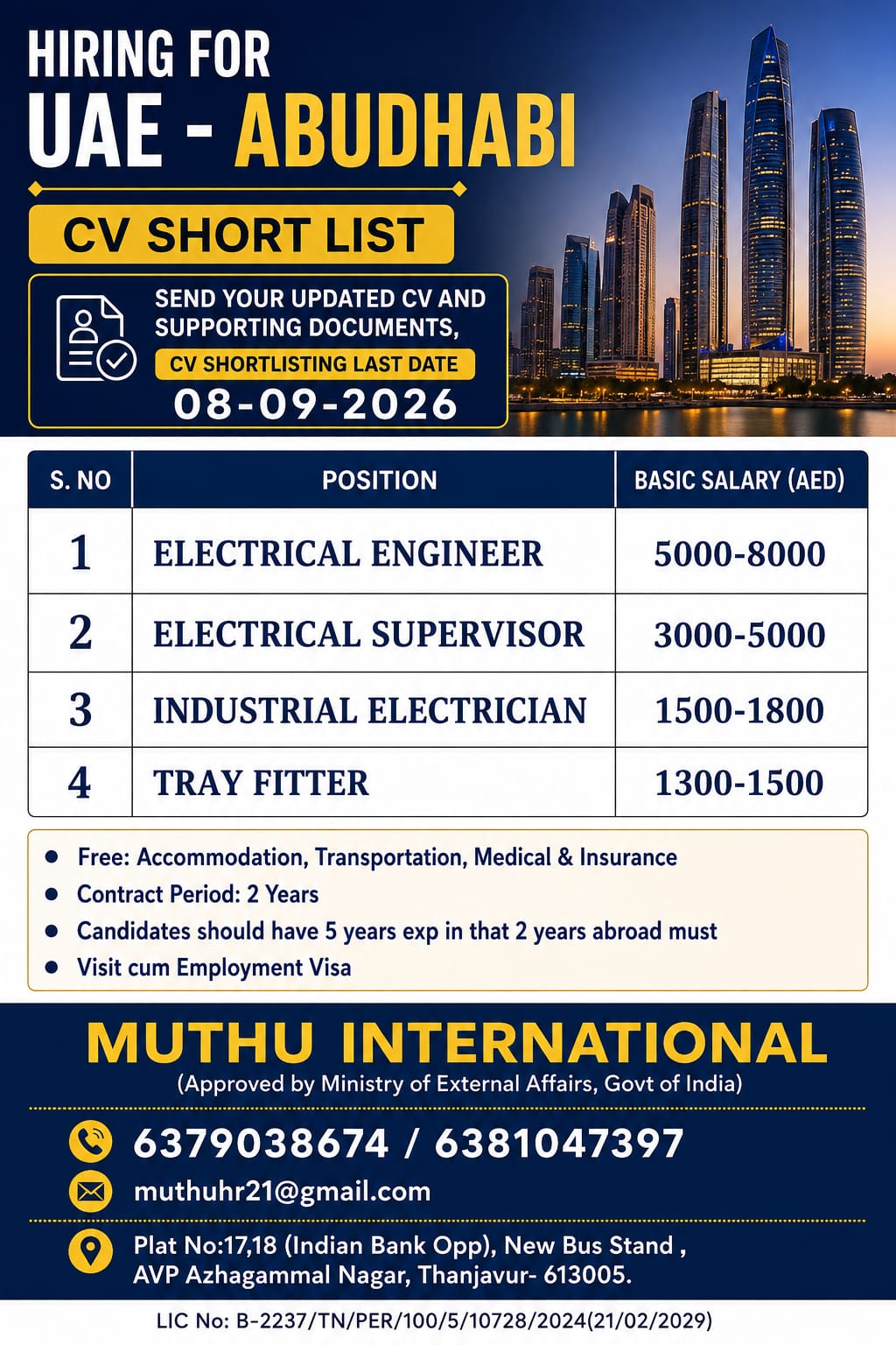 CV Short List - UAE Abu Dhabi Hiring