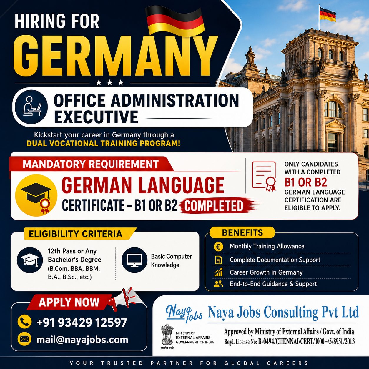 Office Administration Executive — Naya Jobs Consulting Pvt Ltd, Germany, Germany