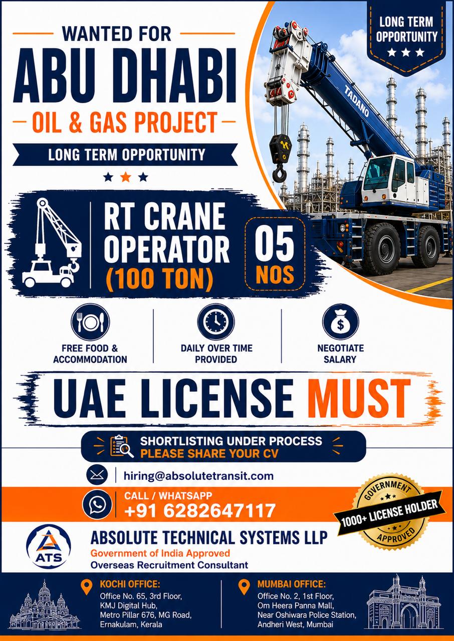 RT CRANE OPERATOR — Absolute Technical Systems LLP, UAE