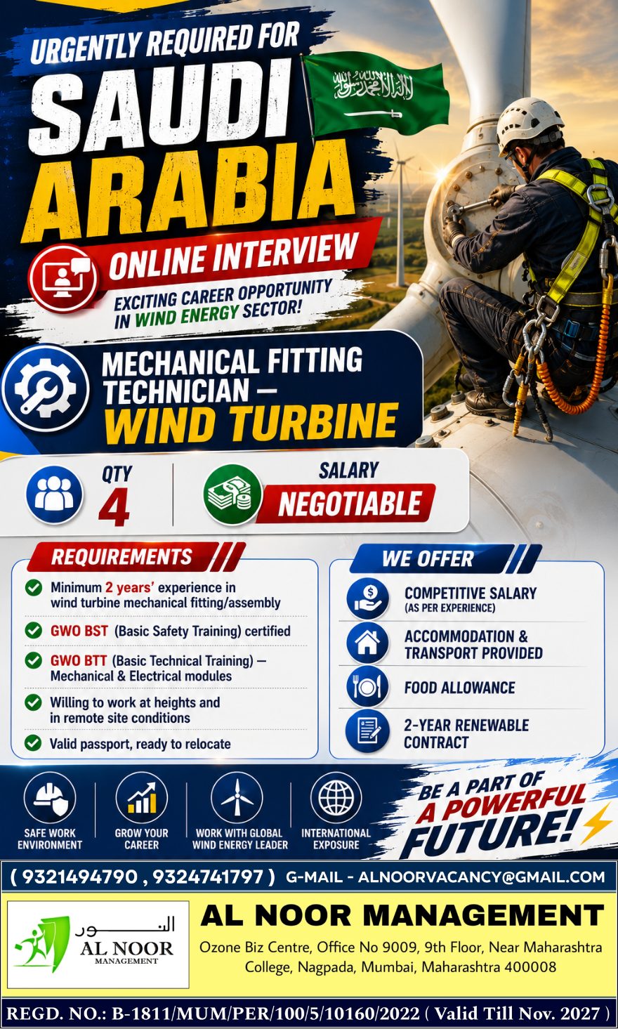 URGENTLY REQUIRED FOR SAUDI ARABIA REPUTED COMPANY — AL NOOR MANAGEMENT, Saudi Arabia, Saudi Arabia