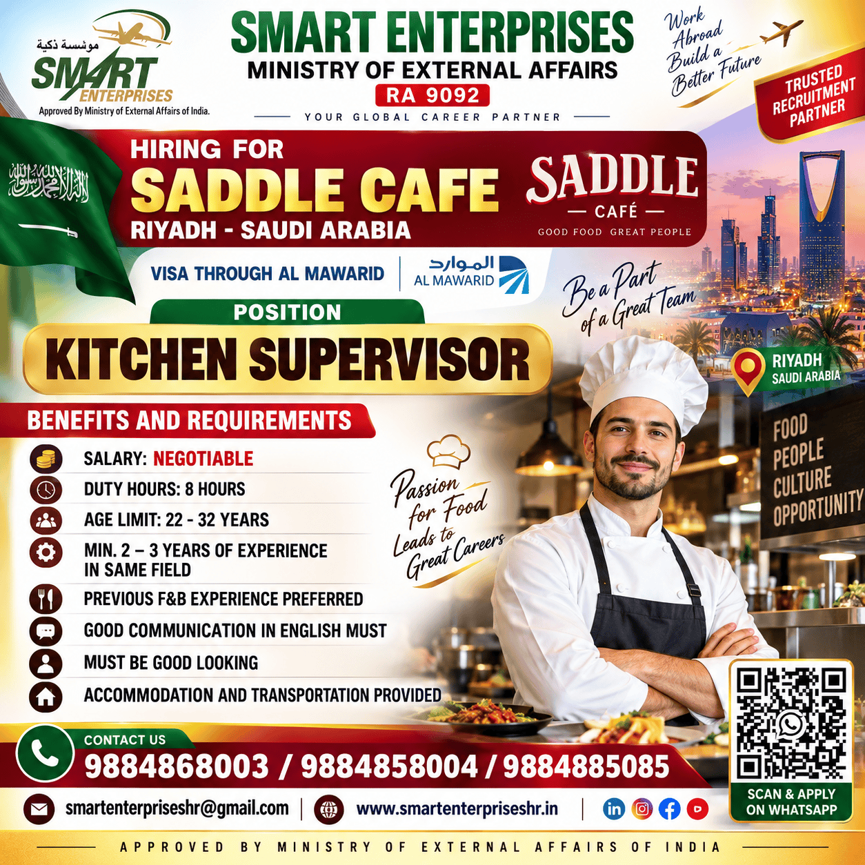 REQUIRES KITCHEN SUPERVISOR