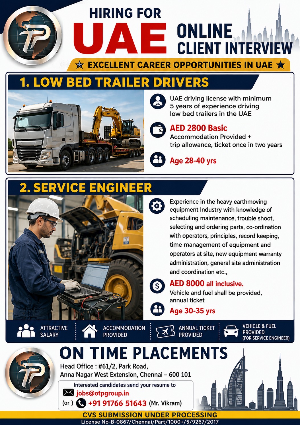 Hiring for UAE - Excellent Career Opportunities — ON TIME PLACEMENTS, UAE, UAE