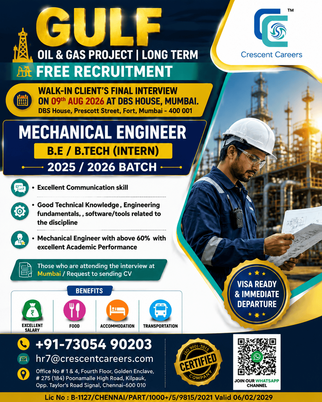 Hiring – 2025 & 2026 B.E./B.Tech Graduates – MECHANICAL ENGINEER (INTERN)