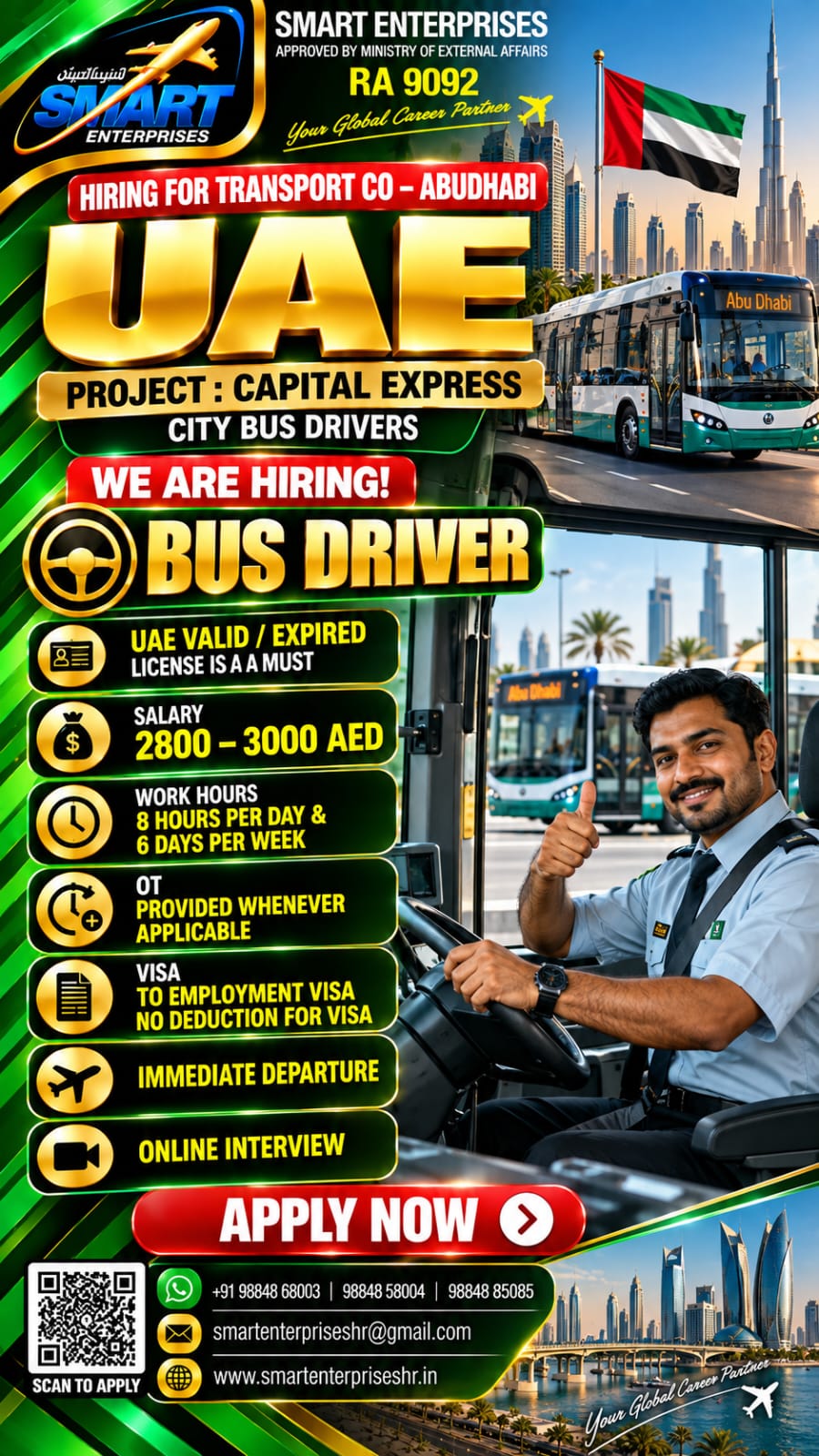 CITY BUS DRIVERS — smartenterpriseshr@gmail.com, ABUDHABI