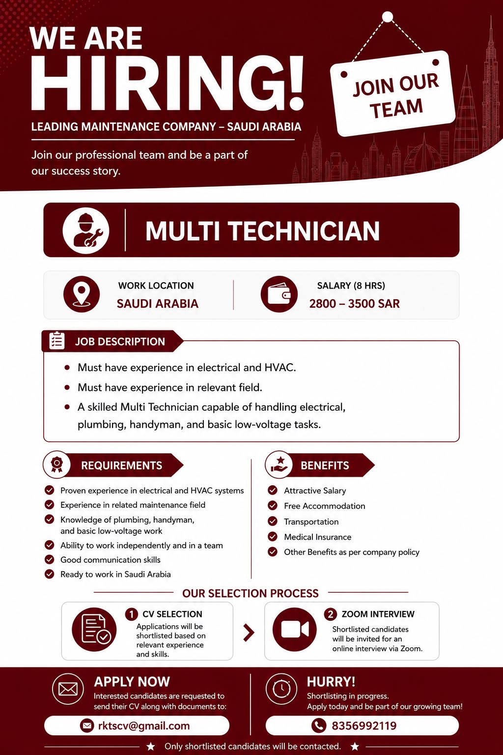 Multi Technician — RK Travel Services, Saudi Arabia