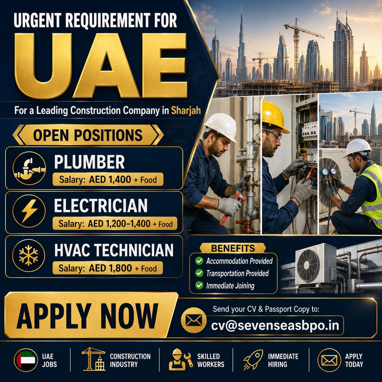 URGENT REQUIREMENT IN UAE Sharjah — Seven Seas BPO Services (P) Ltd, UAE