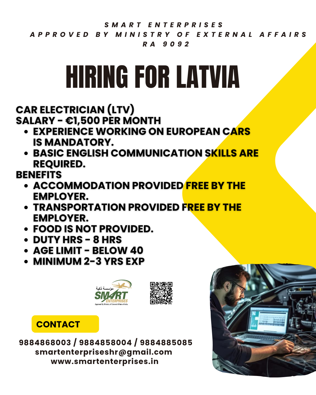 Car Electrician (LTV) — smartenterpriseshr@gmail.com, SAUDI ARABIA, SAUDI ARABIA