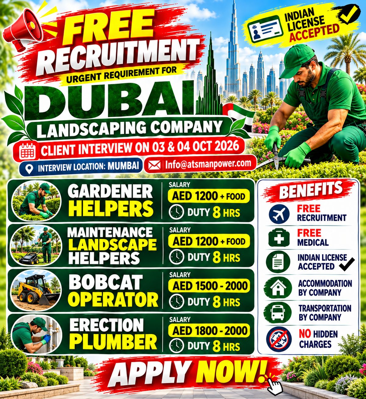 Dubai Landscaping Company - Multiple Positions — ATS MANPOWER, United Arab Emirates, United Arab Emirates