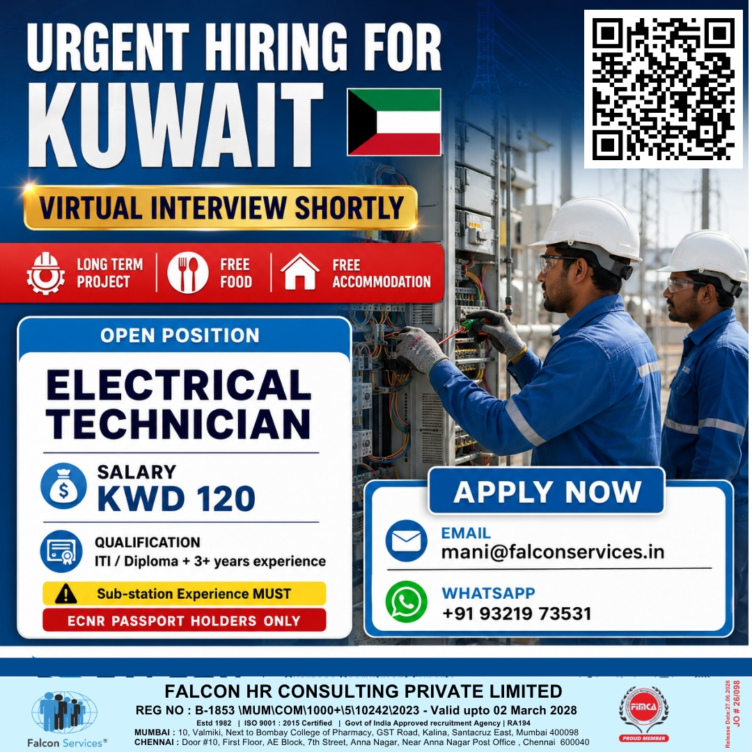 SUB STATION MAINTENANCE LONG TERM PROJECT FOR KUWAIT - VIRTUAL INTERVIEW SOON