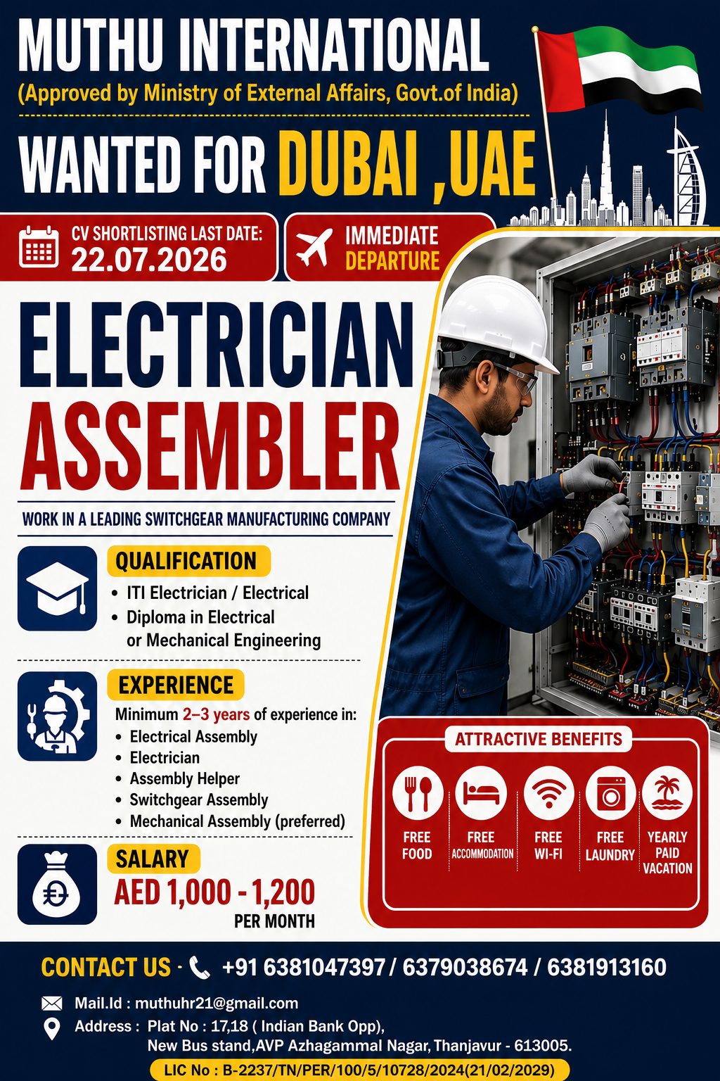 Electrical Helpers — MUTHU INTERNATIONAL, Dubai