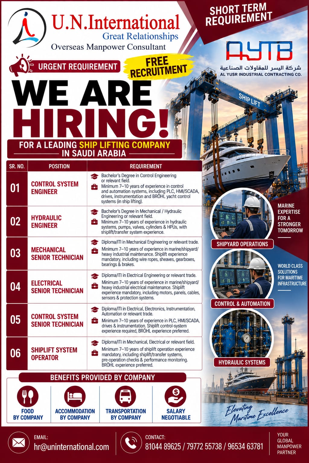 Ship Lifting Requirement for KSA - AYTB Company