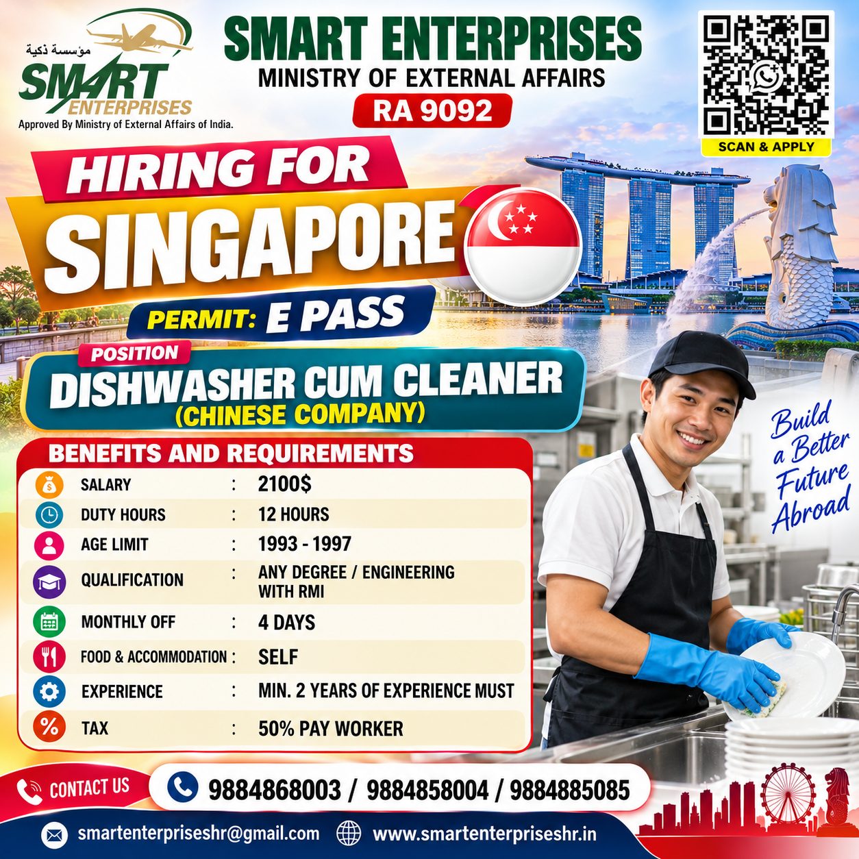 REQUIRES DISHWASHER CUM CLEANER