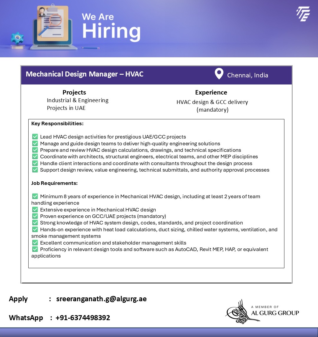 Mechanical Design Manager – HVAC