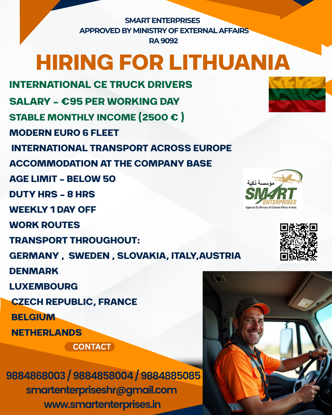 INTERNATIONAL CE TRUCK DRIVERS — smartenterpriseshr@gmail.com, Lithuania, Lithuania