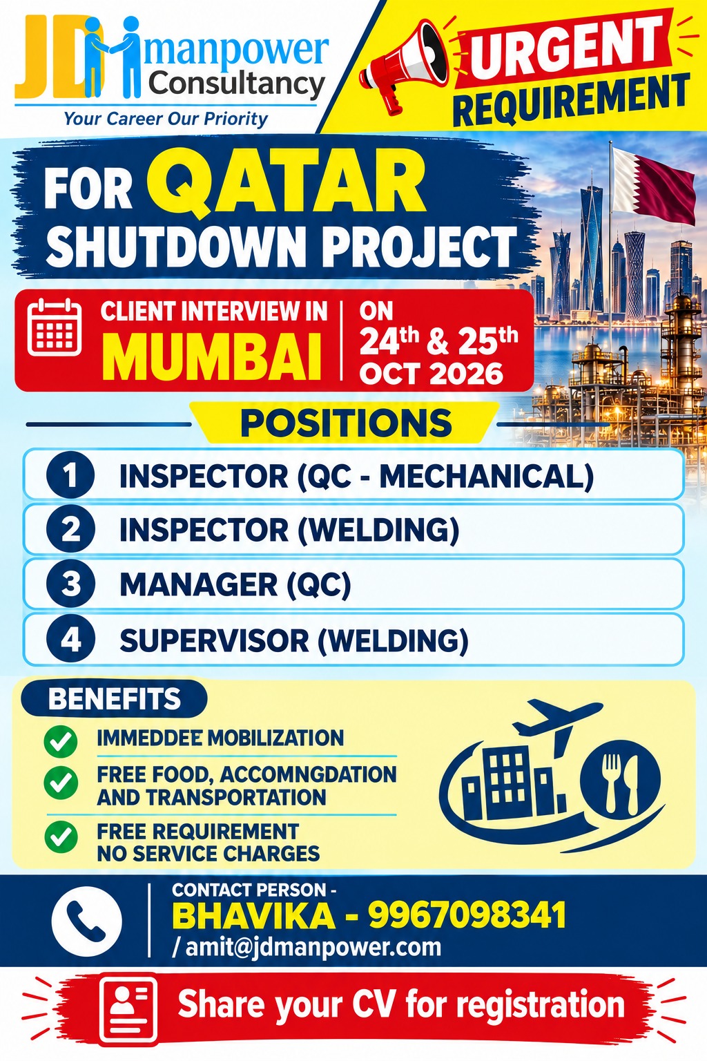 QATAR Shutdown Project — JD Manpower Consultancy, QATAR, QATAR
