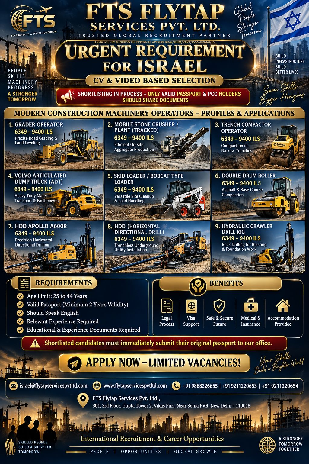 Modern Construction Machinery Operators for Israel