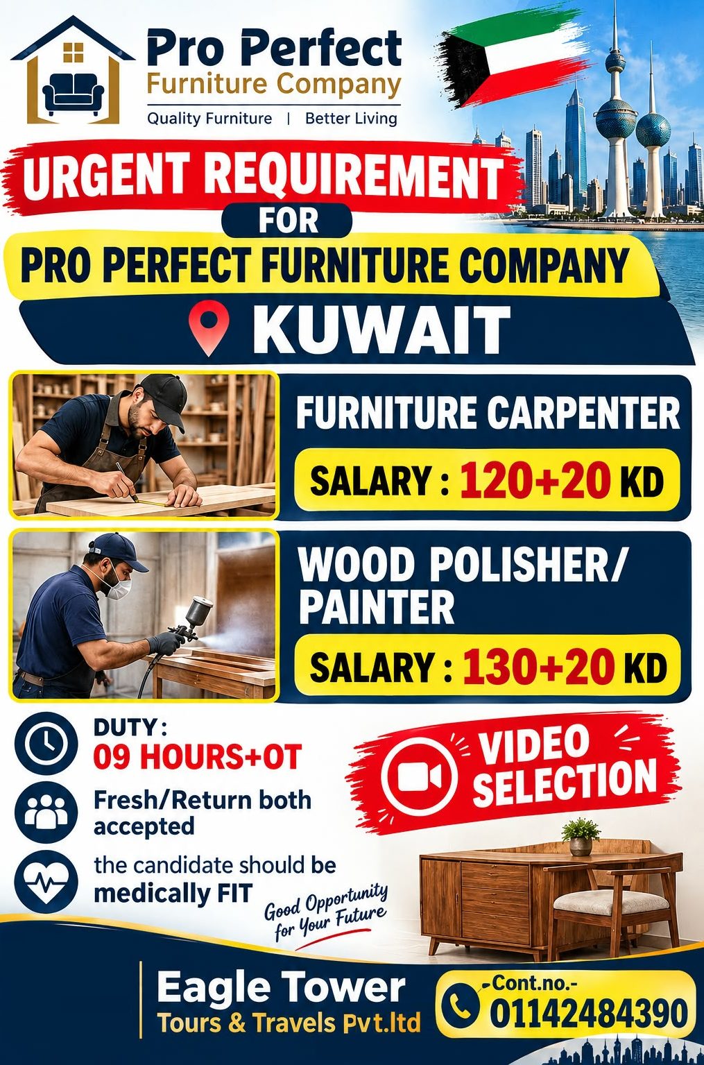 FURNITURE CARPENTER & WOOD POLISHER — EagleTower, KUWAIT, KUWAIT