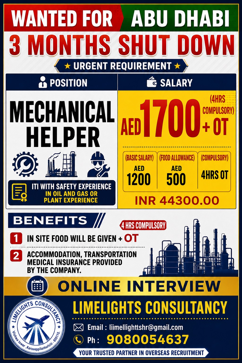 Mechanical Helper - Abu Dhabi 3 Months Shutdown