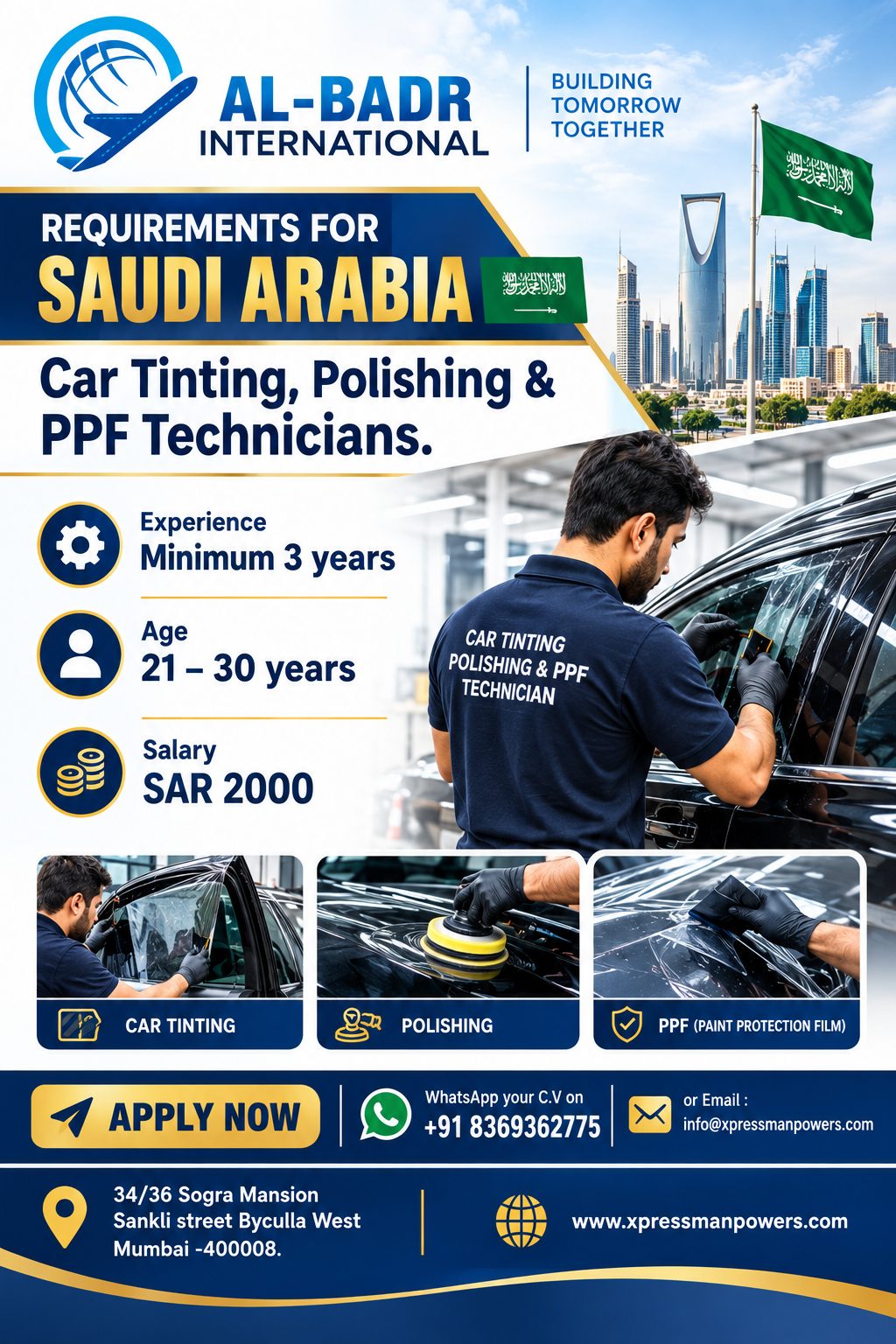 Car Tinting, Polishing & PPF Technicians