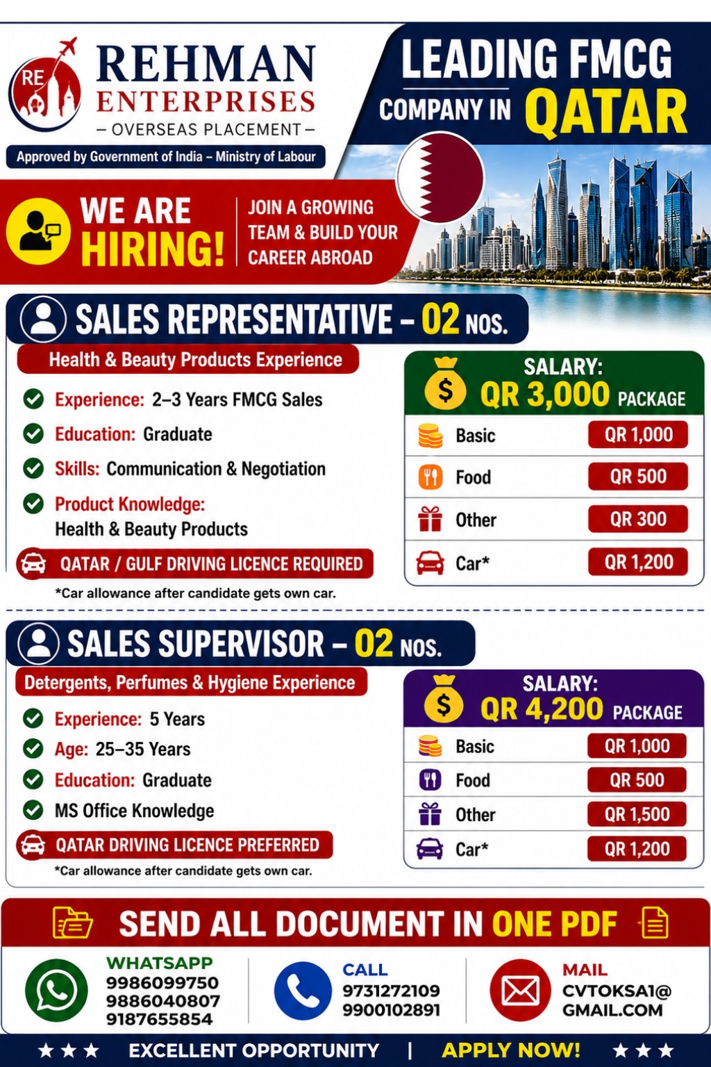 Sales Representative & Sales Supervisor - FMCG