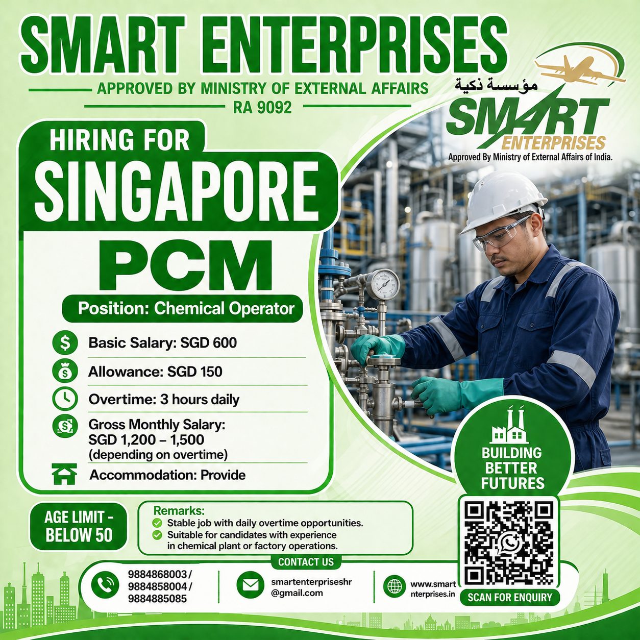 Chemical Operator — smartenterpriseshr@gmail.com, SINGAPORE, SINGAPORE