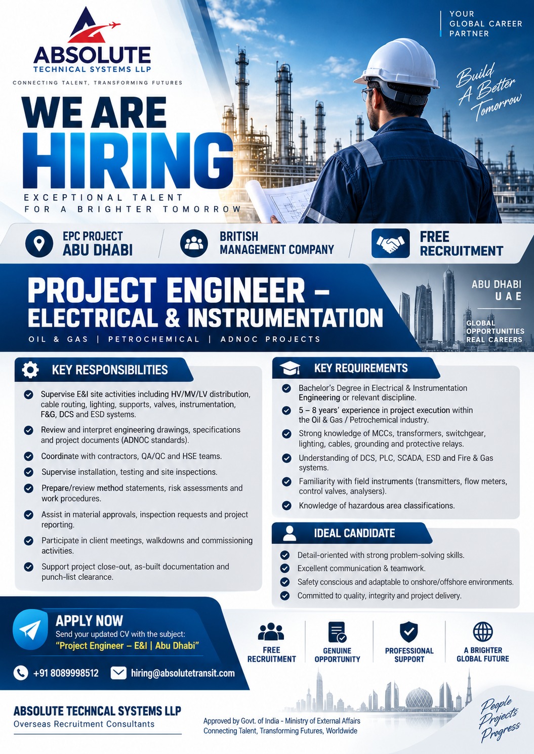 Project Engineer – Electrical & Instrumentation