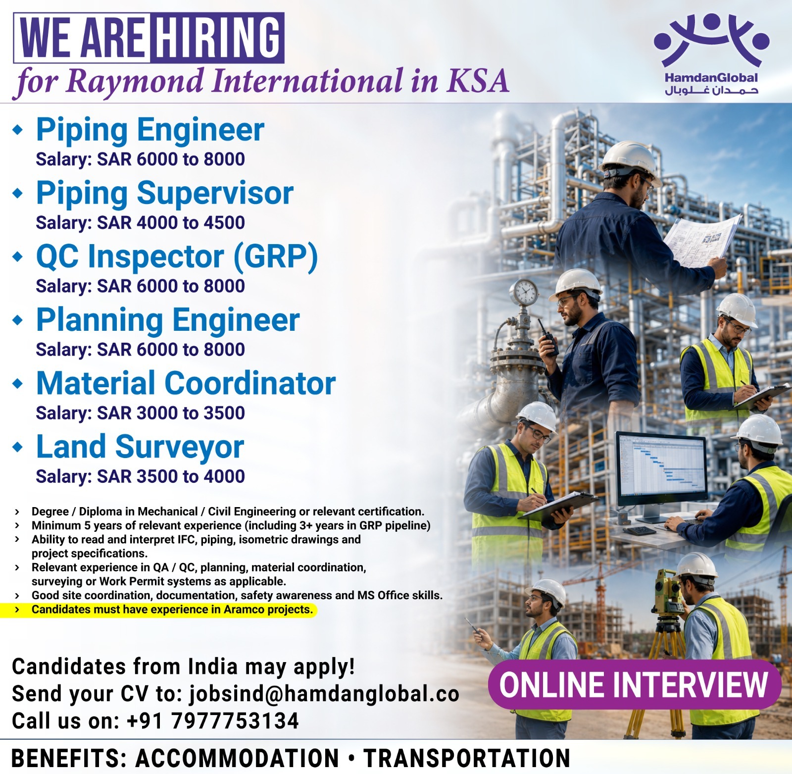 Urgent Requirement for Raymond International