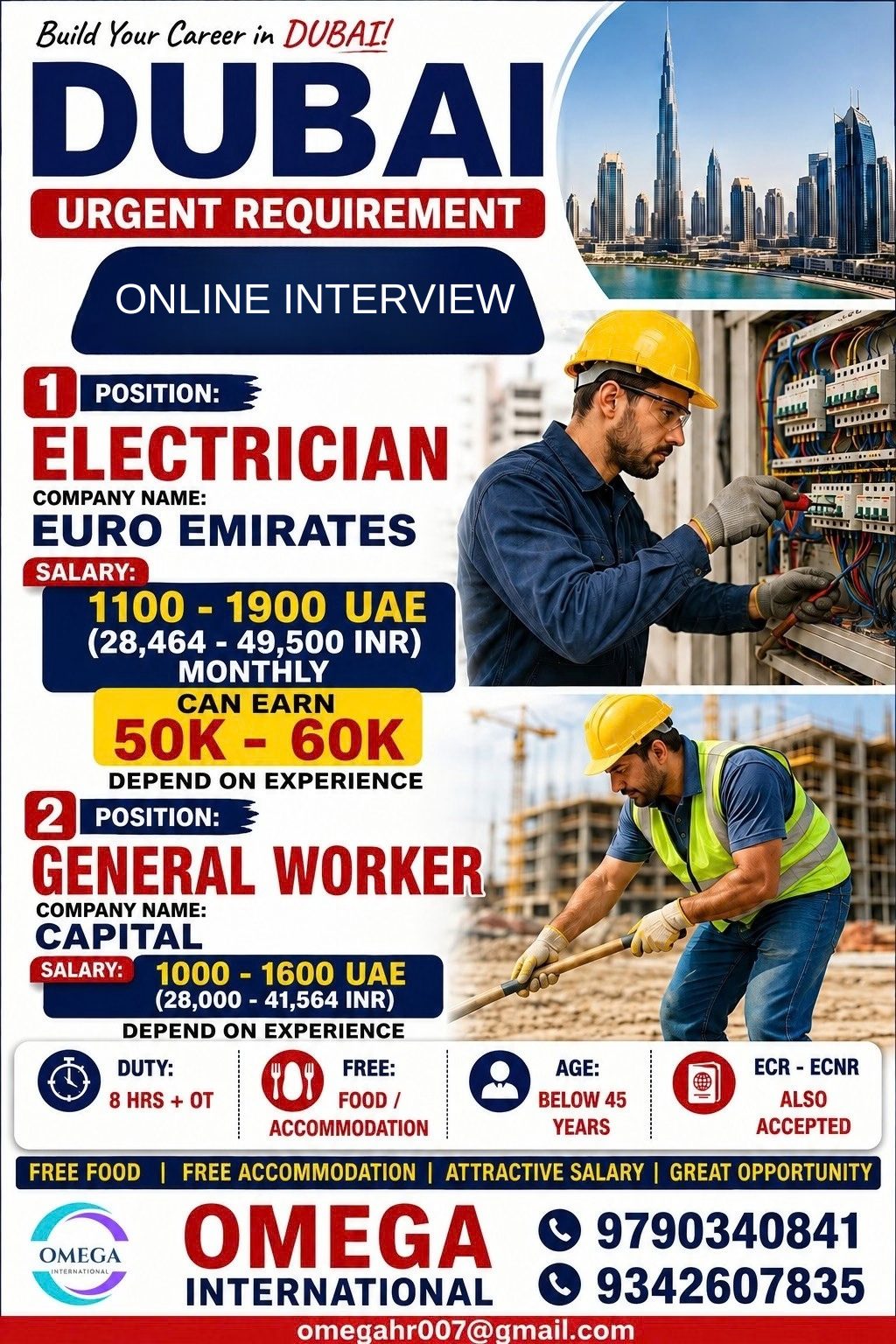 wanted for Dubai — OMEGA INTERNATIONAL HR SOLUTIONS, United Arab Emirates, United Arab Emirates