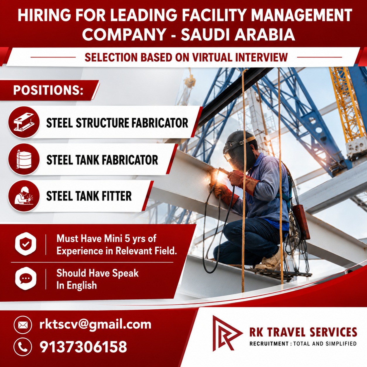 Hiring for Leading Facility Management Company — RK Travel Services, Saudi Arabia