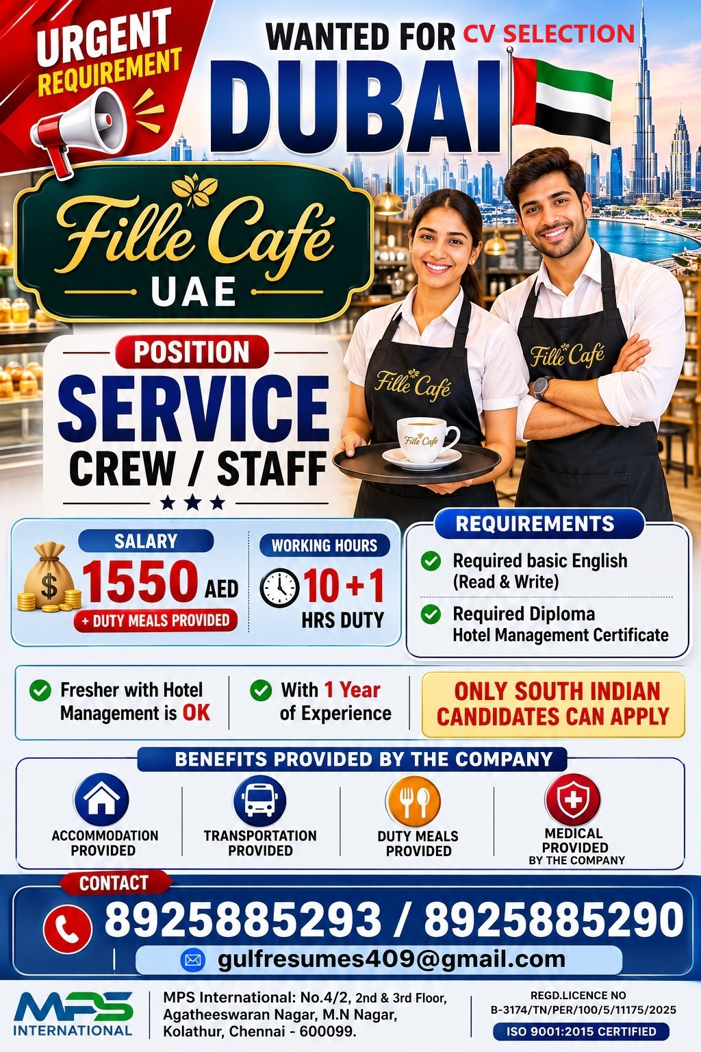 Service Crew / Staff — MPS INTERNATIONAL, United Arab Emirates, United Arab Emirates