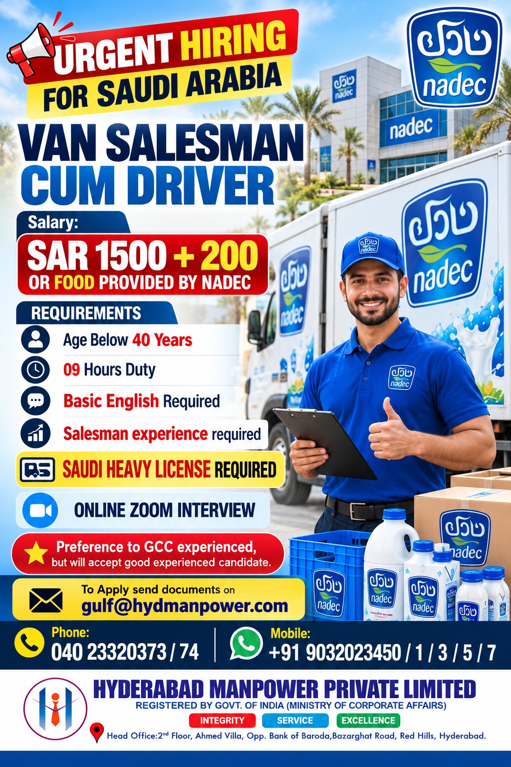 Hiring Salesman Cum Driver for Saudi Arabia — Shaik Sahil, Saudi Arabia