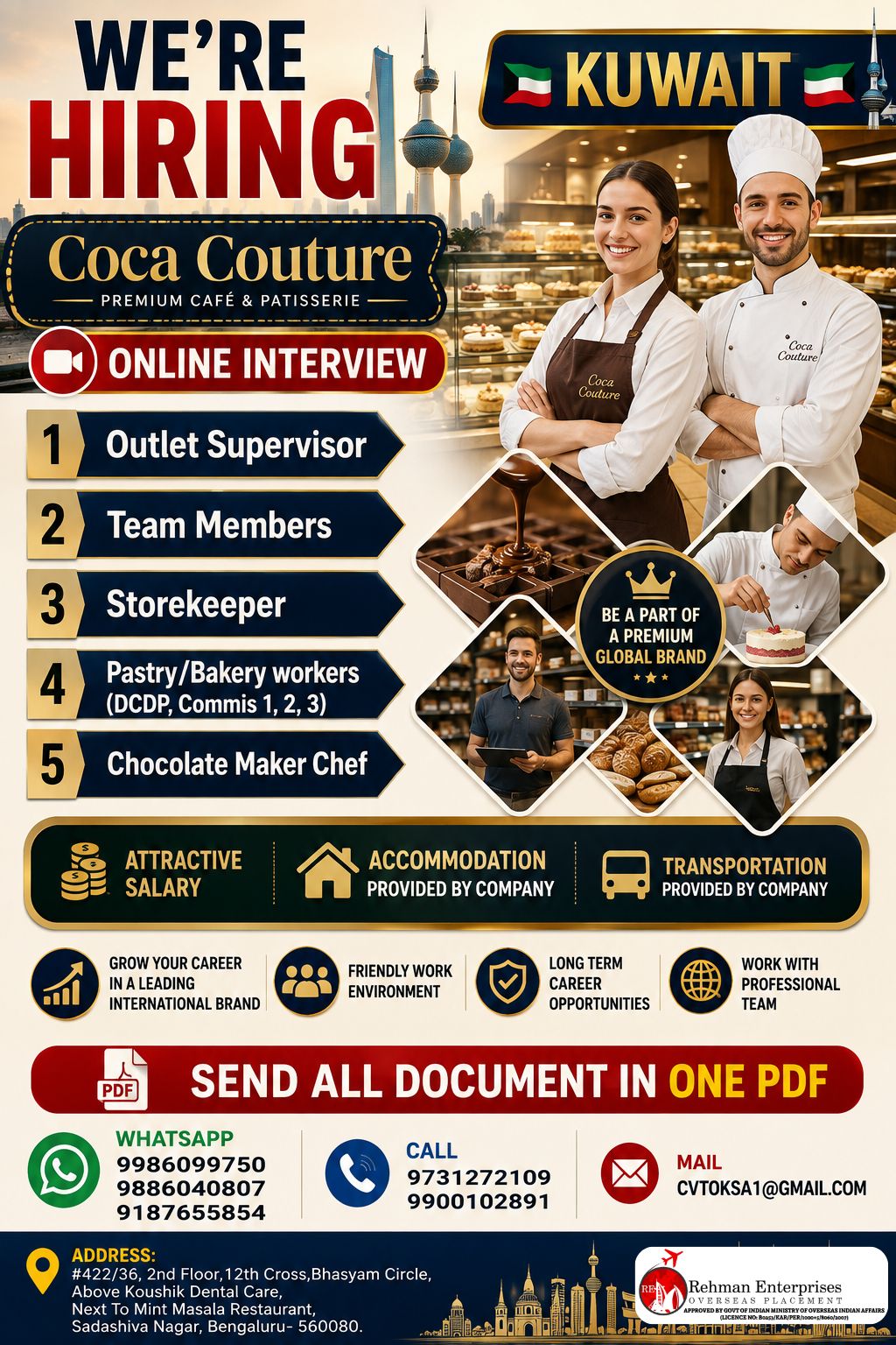 Multiple Positions at Coca Couture Premium Café & Patisserie — Rehman Enterprises, Kuwait