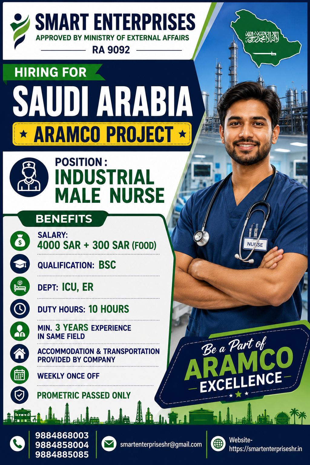 MALE NURSE FOR INDUSTRIAL SECTOR