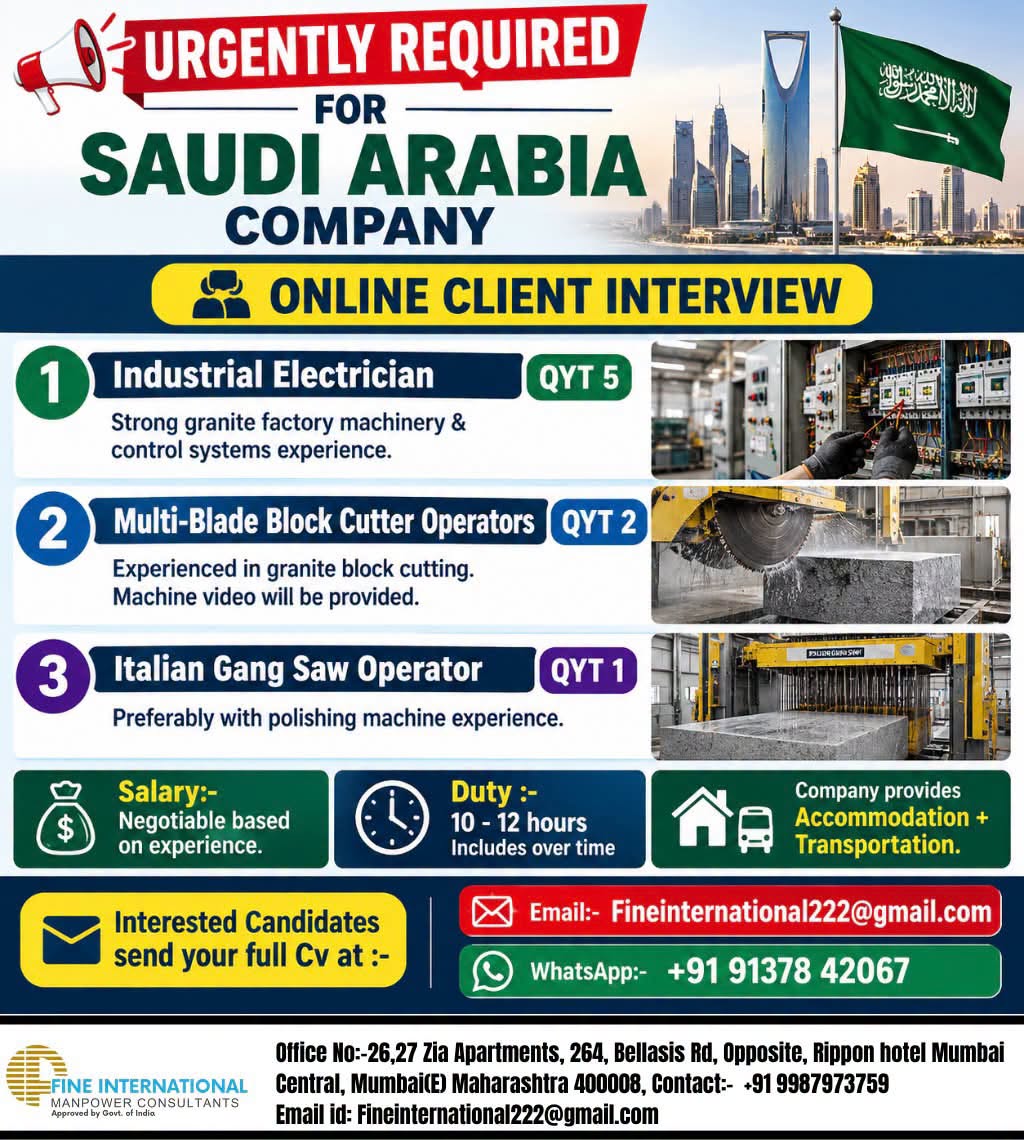 Multiple Positions for Saudi Arabia Company — FINE INTERNATIONAL MANPOWER, Saudi Arabia, Saudi Arabia