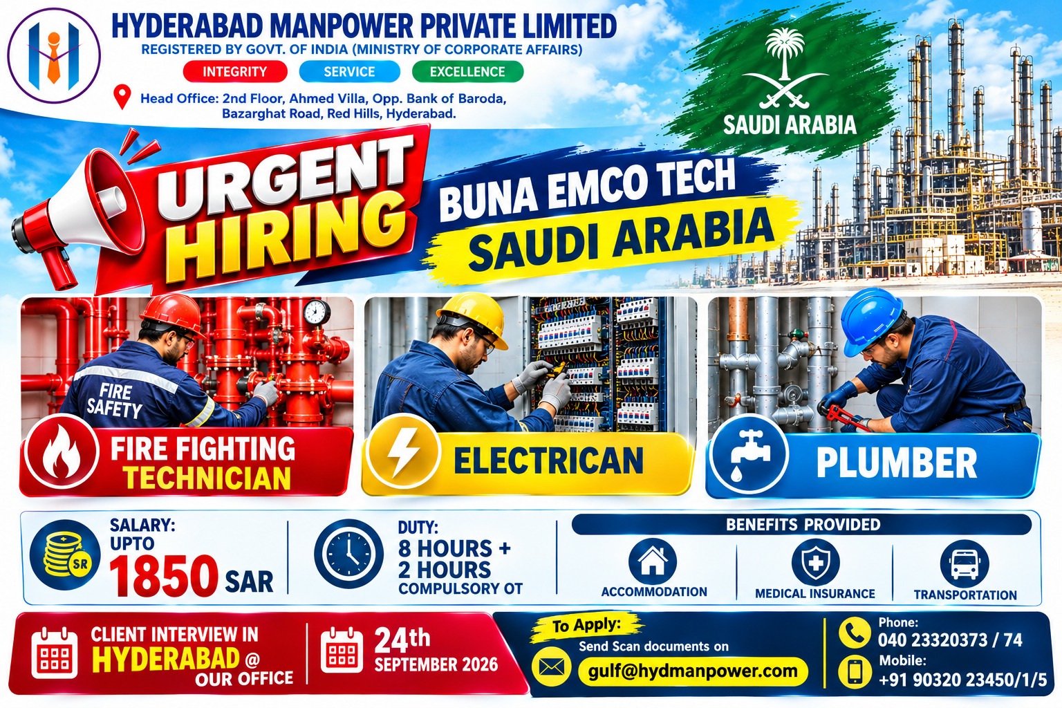 Client Interview in Hyderabad for Saudi Arabia