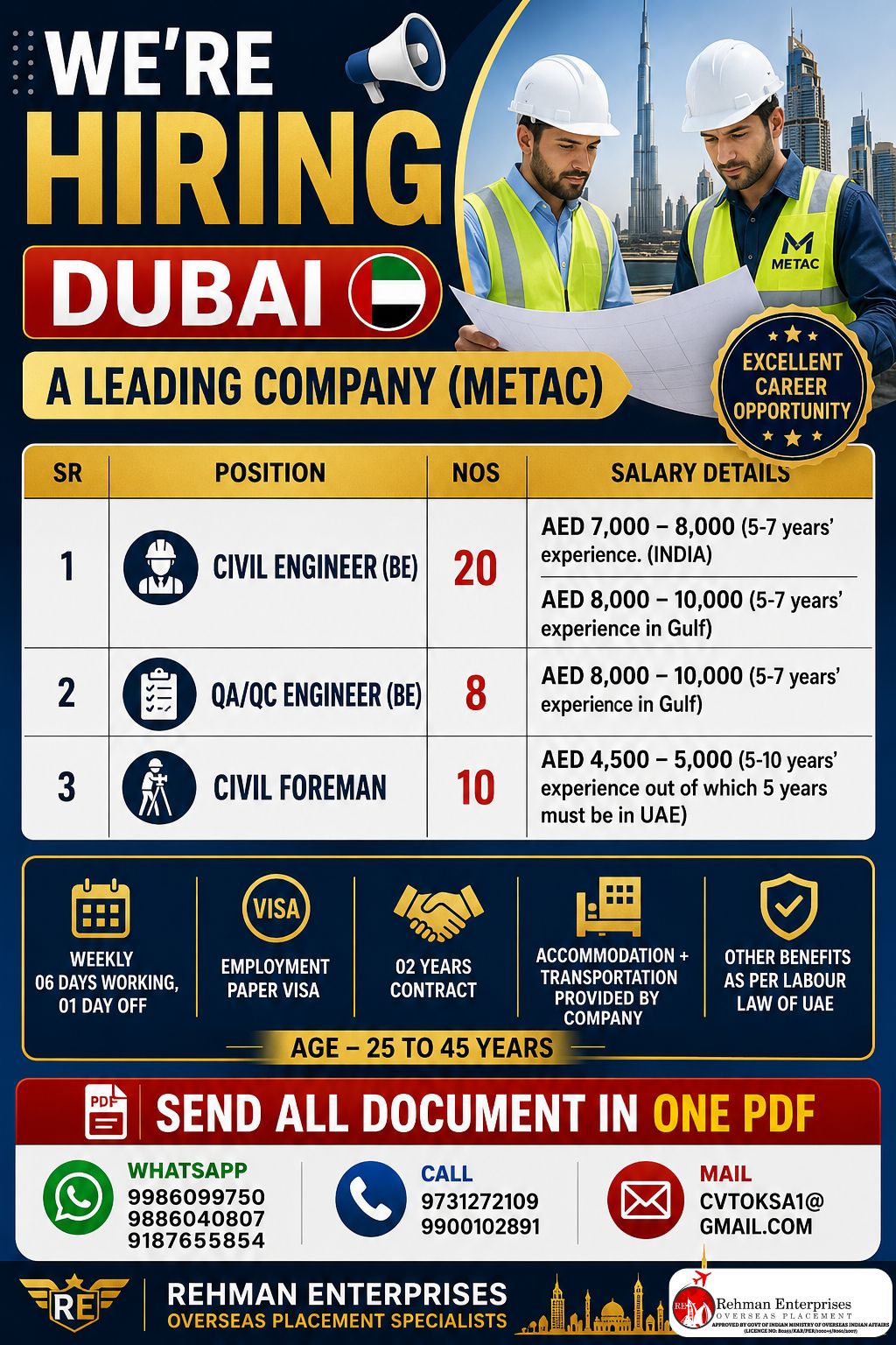Dubai Recruitment - METAC — Rehman Enterprises, UAE, UAE