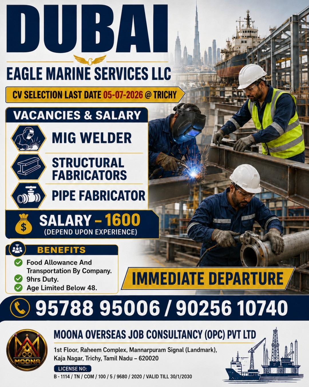 DUBAI - EAGLE MARINE SERVICES LLC — MOONA OVERSEAS JOB CONSULTANCY (OPC) PVT LTD, ;UAE, ;UAE