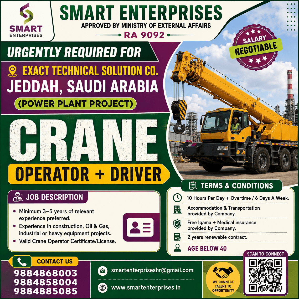 CRANE OPERATOR + DRIVER