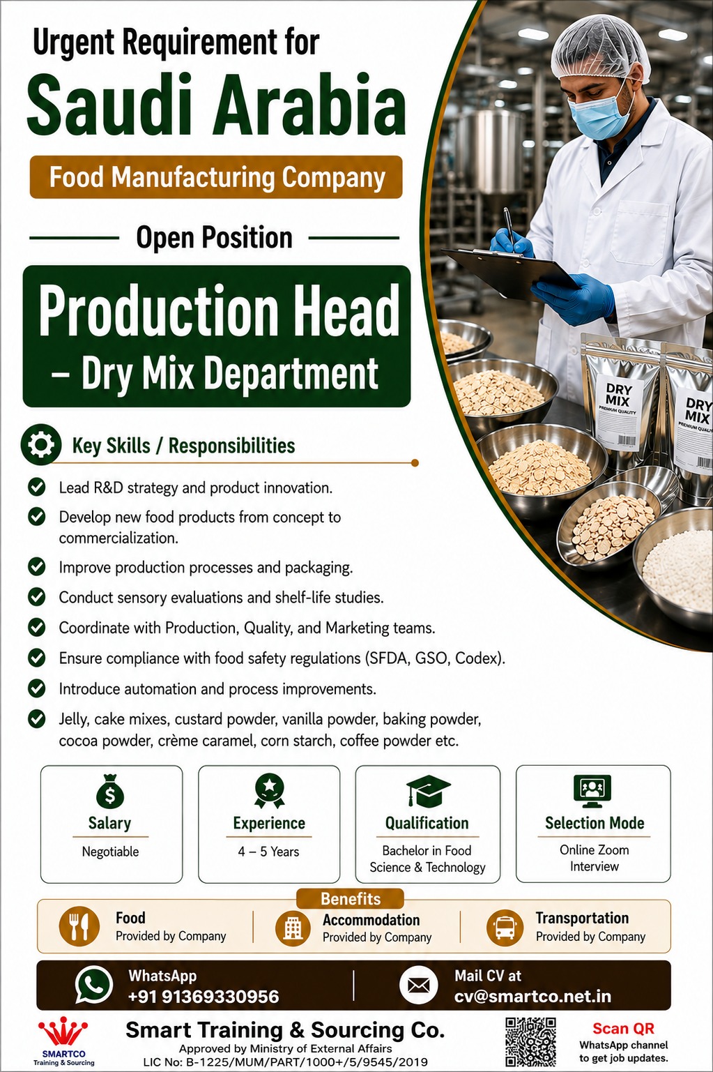 Production Head - Dry Mix Department