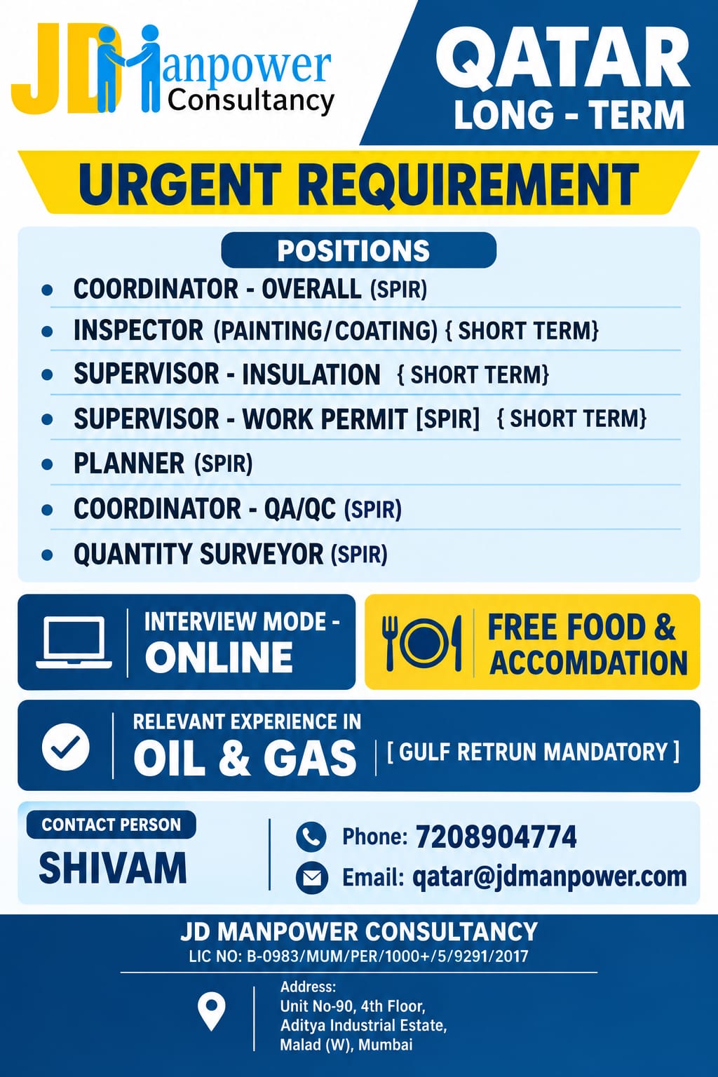 Qatar Long-Term Urgent Requirement