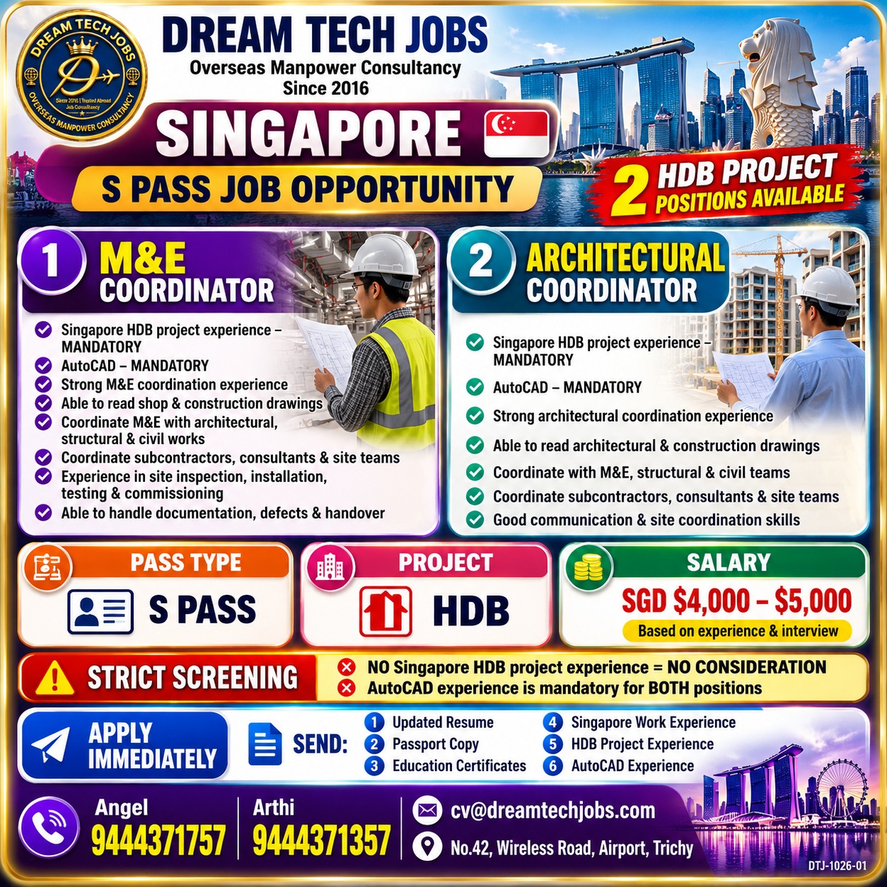 S PASS Job Opportunity - HDB Project