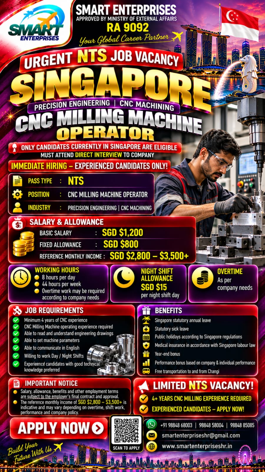 CNC Milling Machine Operator Singapore