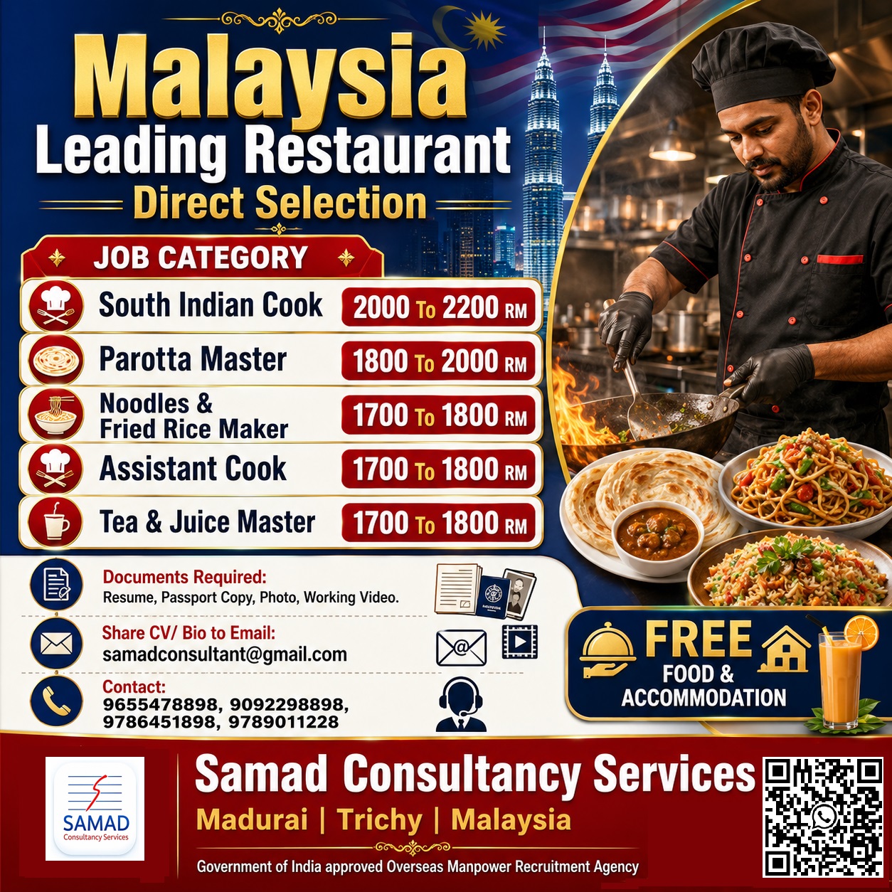 MALAYSIA - LEADING RESTAURANT   DIRECT SELECTION - EMPLOYMENT VISA PROVIDED
