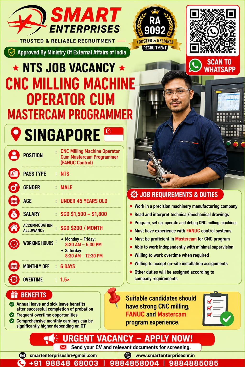 CNC MILLING MACHINE OPERATOR CUM MASTERCAM PROGRAMMER