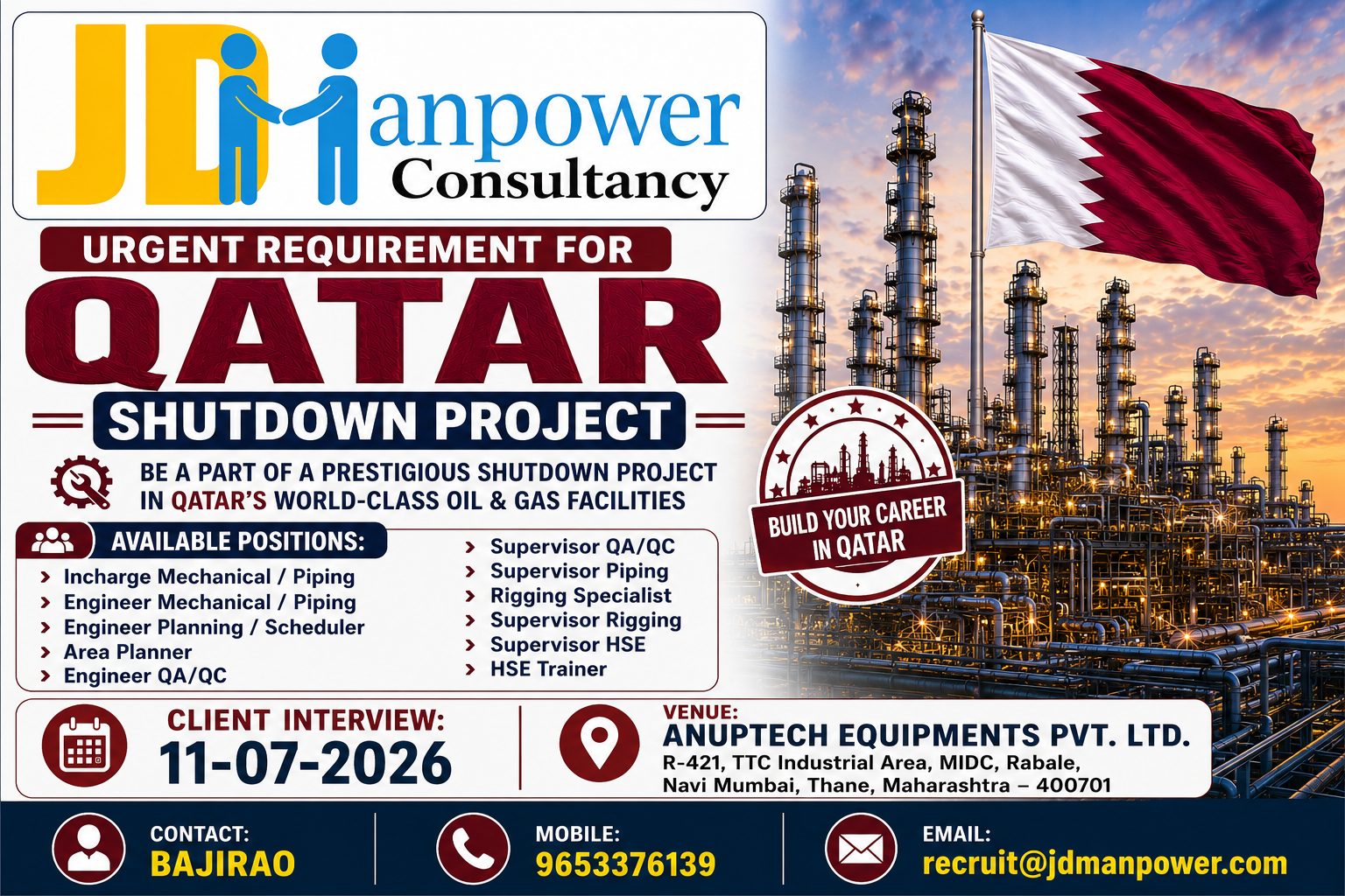 FREE REQUIREMENT FOR  QATAR SHUTDOWN PROJECT