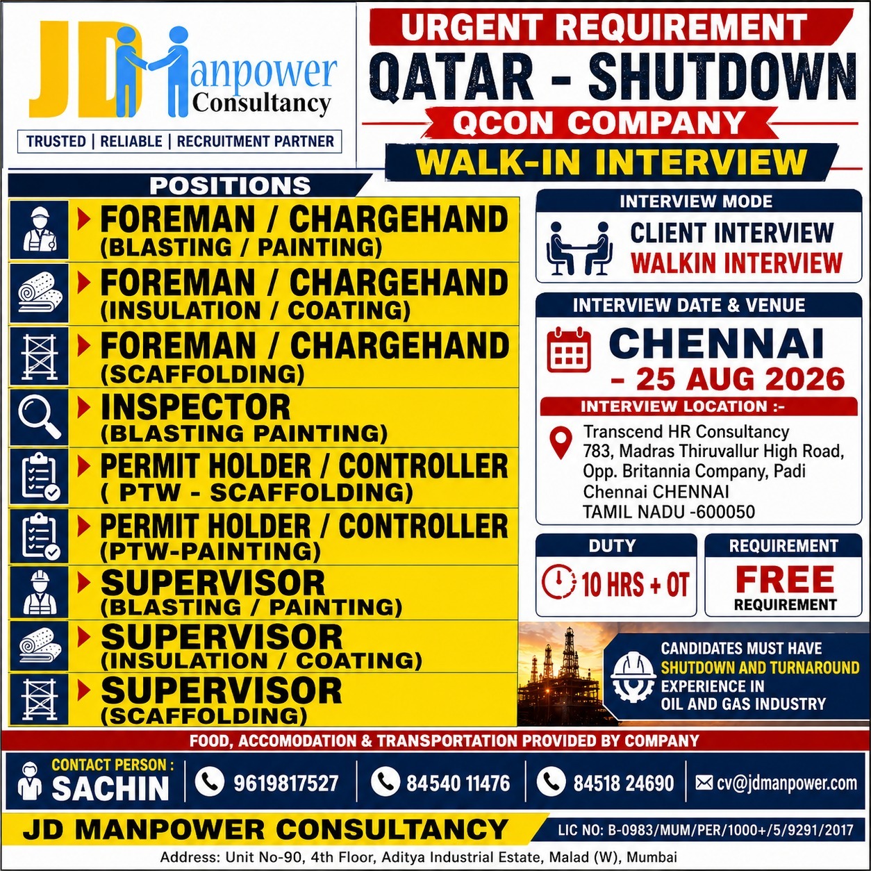 QCON Company Qatar Shutdown - Urgent Requirement