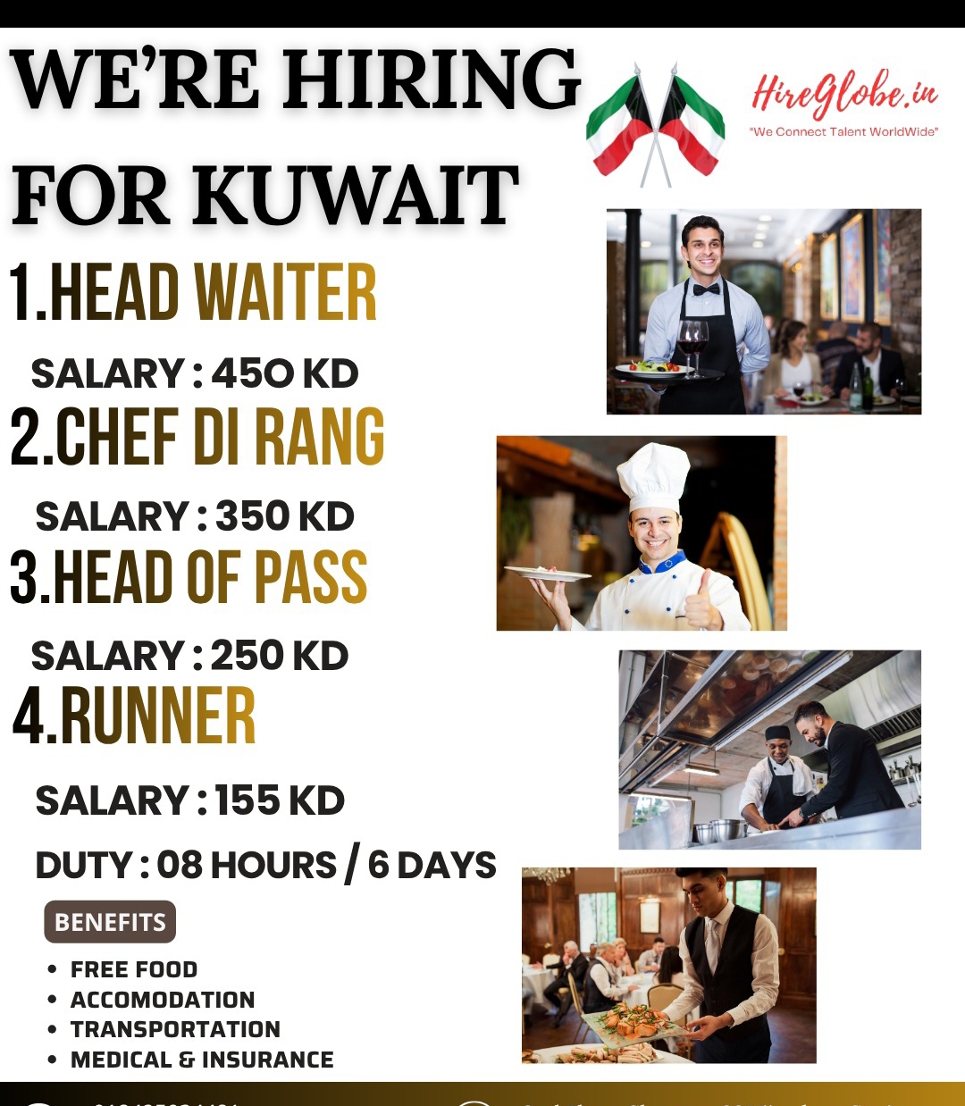Hospitality Staff Recruitment for Kuwait — Hire Glob.In, Kuwait, Kuwait