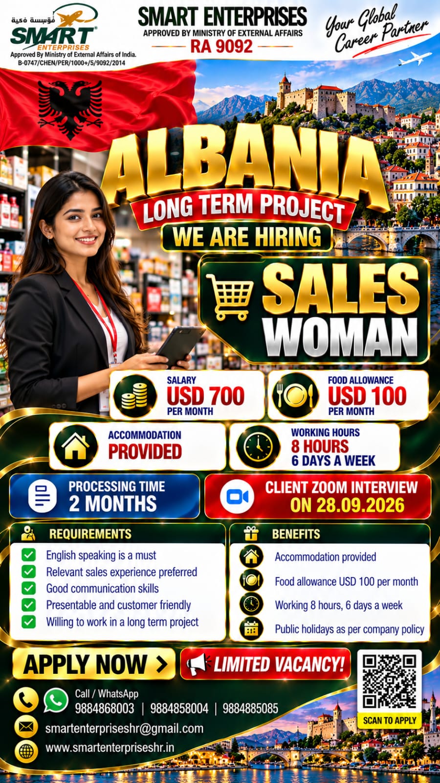 REQUIRES SALES WOMAN