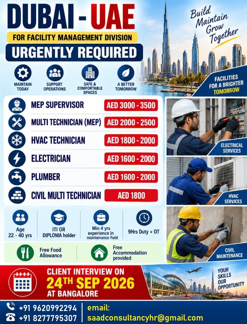 HIRING FOR FACILITY MANAGEMENT COMPANY