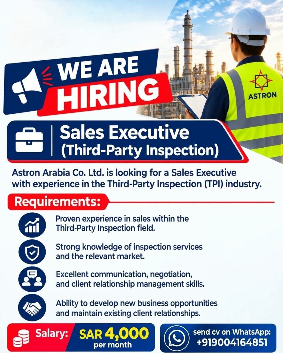 Sales Executive (Third-Party Inspection) — Azeem Consultancy, Saudi Arabia, Saudi Arabia